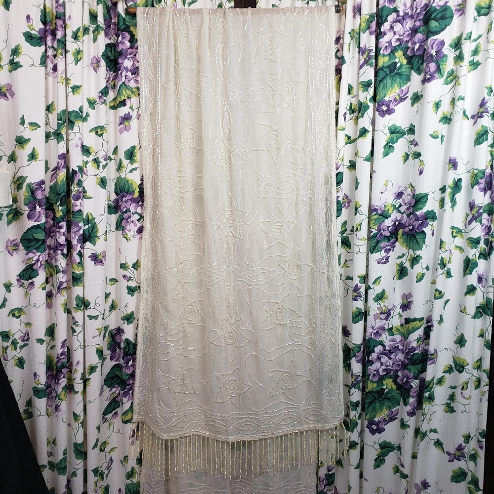 White Handbeaded Shawl-Perfect for winter wedding